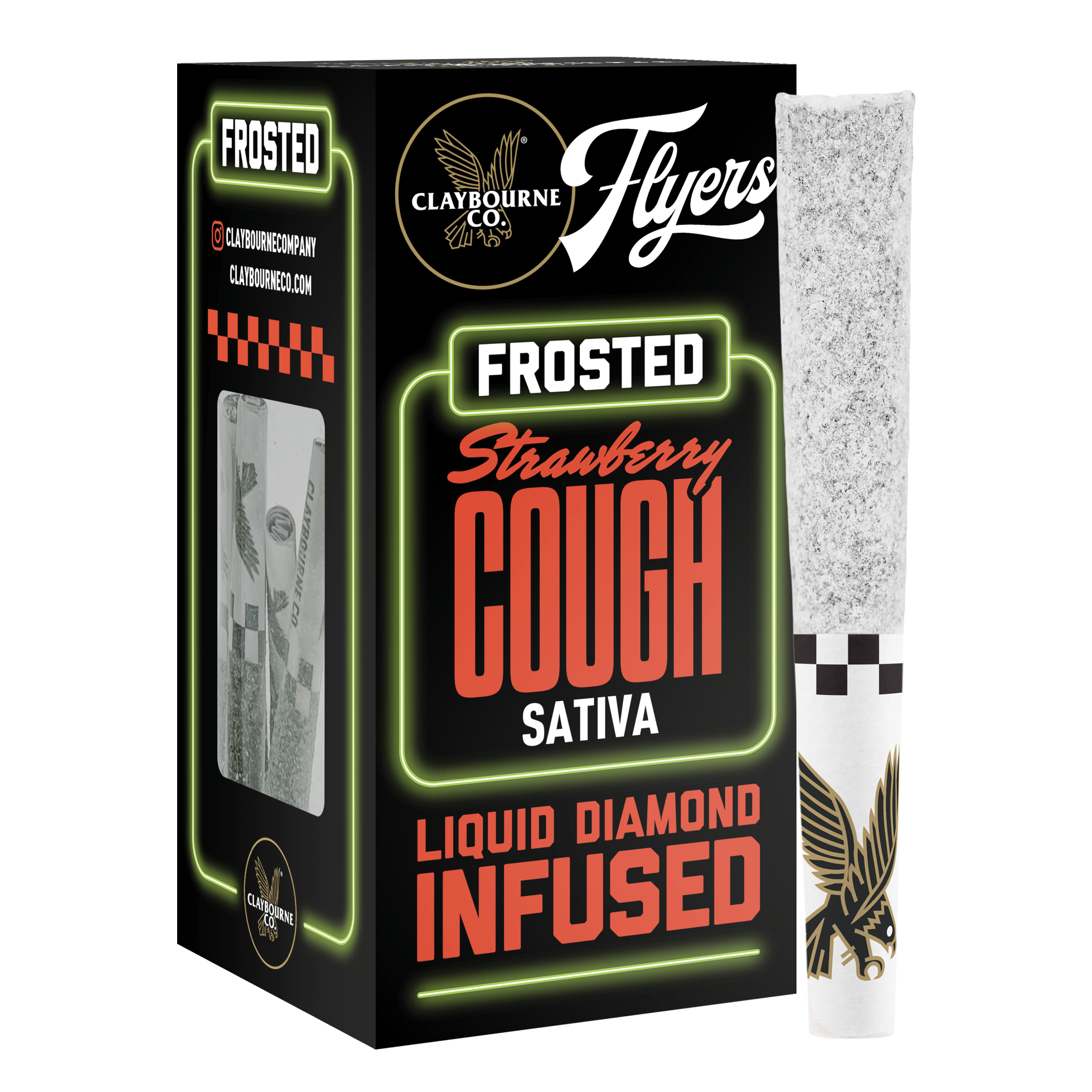 Photograph of product: Claybourne Co. - Strawberry Cough (Oui'd) Frosted Flyers 5pk Infused Preroll 2.5g