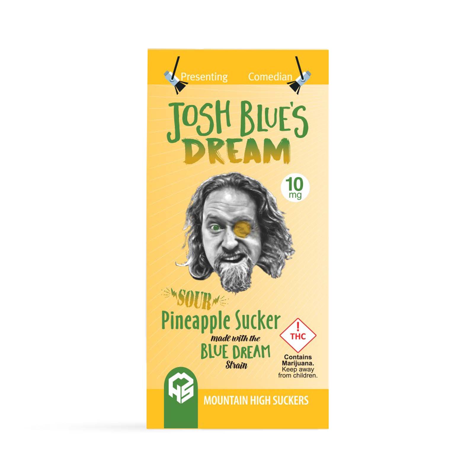 Photograph of product: Josh Blue's Dream Sour Pineapple Sucker | 10mg