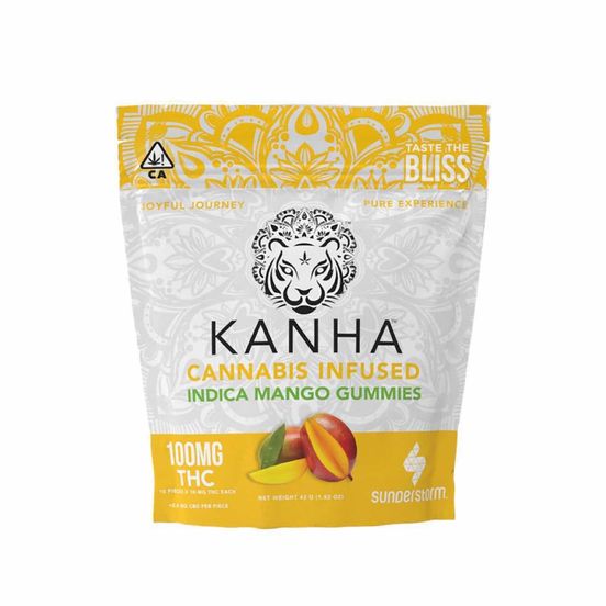 Photograph of product: KANHA-GUMMIES-100MG-MANGO - 
