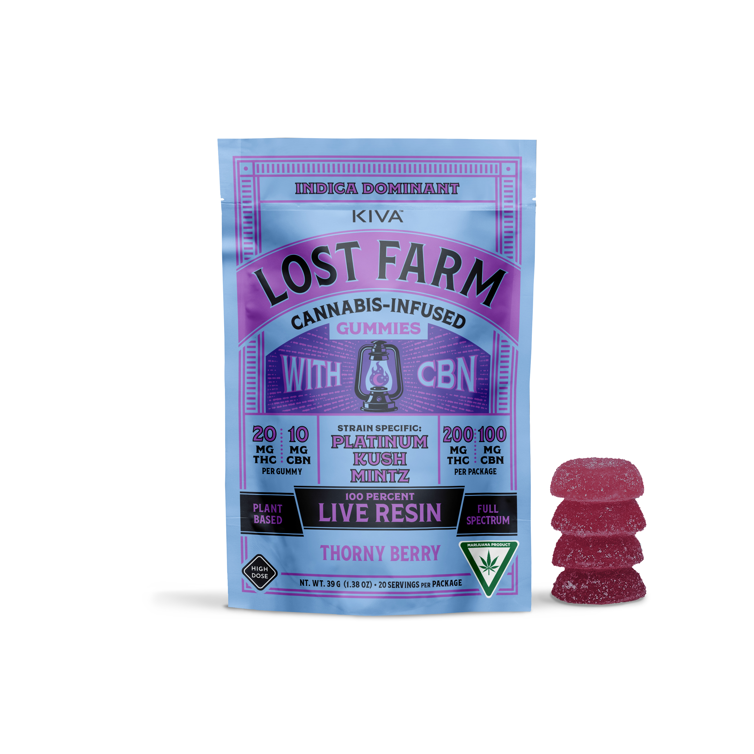 Photograph of product: Thorny Berry X Platinum Kush Mints Live Resin Gummies (200mg THC, 10 Pack)