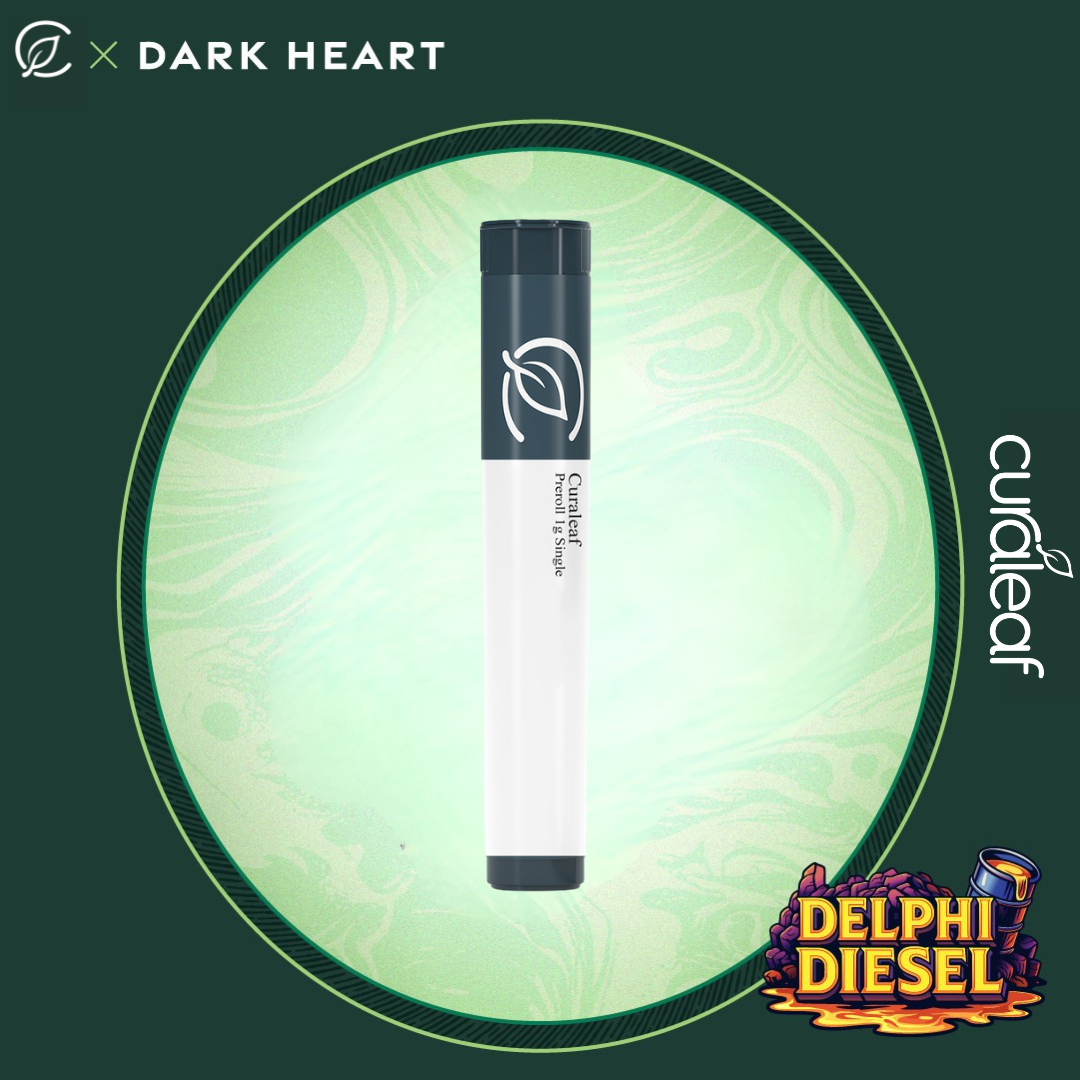 Photograph of product: Curaleaf Dark Heart Collection Delphi Diesel Pre Roll 24.78% (S) 1g - 00779