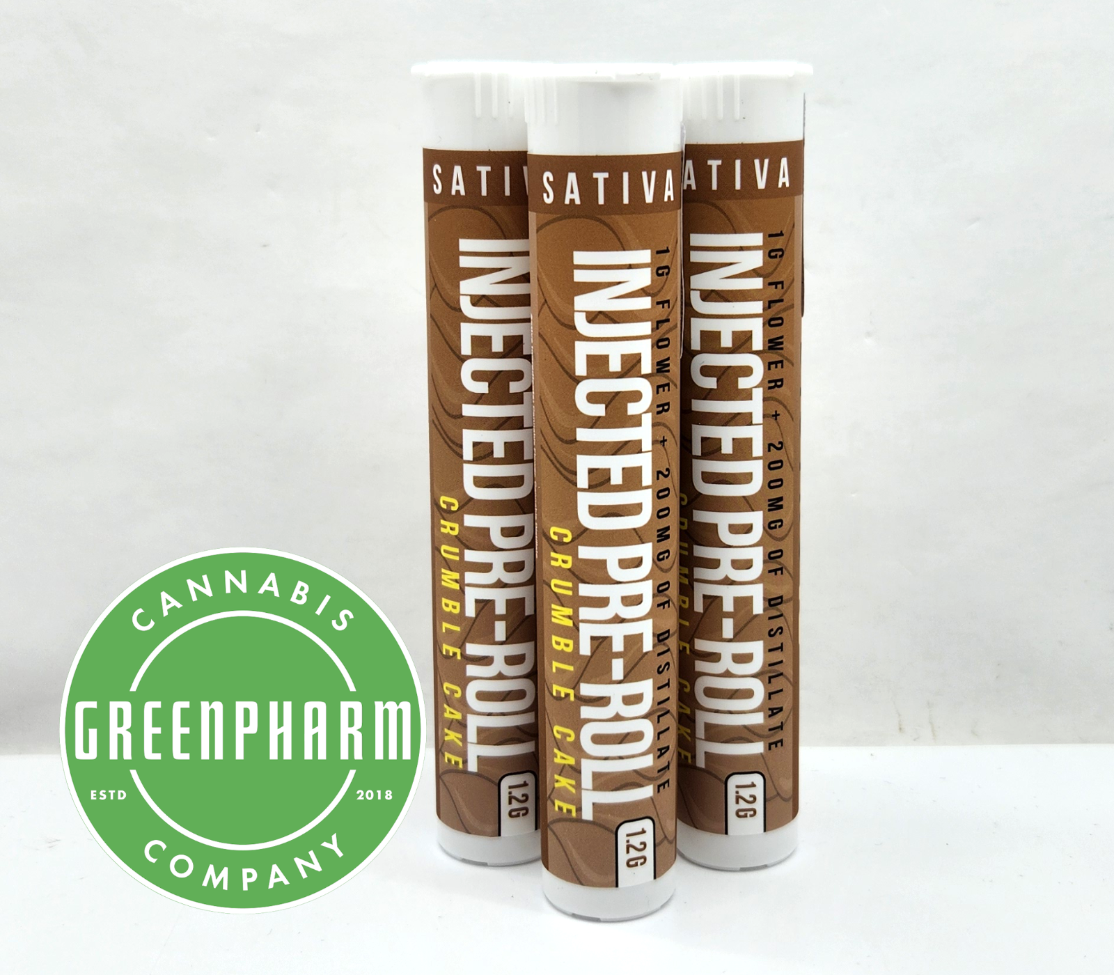 Photograph of product: Infused Pre-Roll | Distro10 | Crumble Cake Injected Preroll