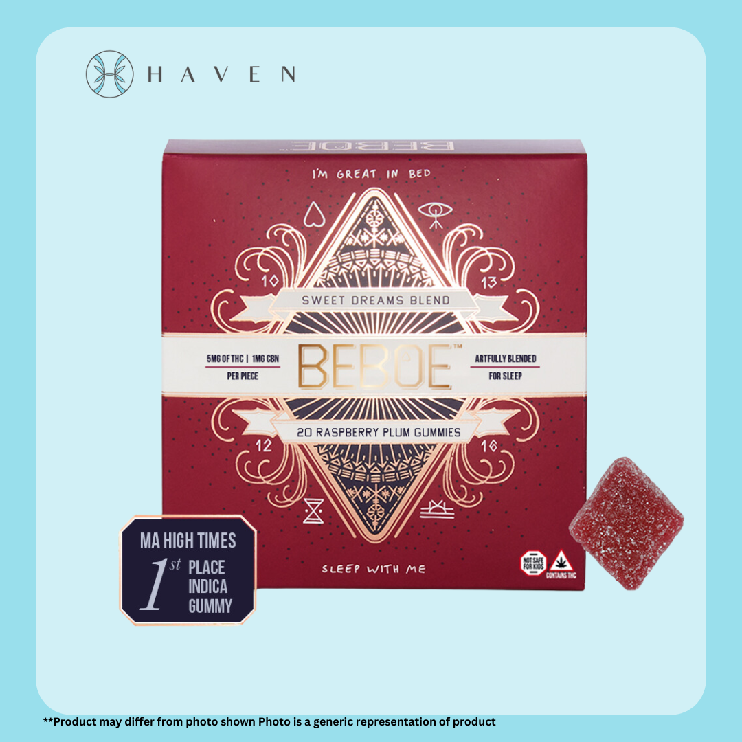 Photograph of product: 5mg Raspberry Plum Gummies 5:1 TH-oui:CBN (20pk) | Beboe