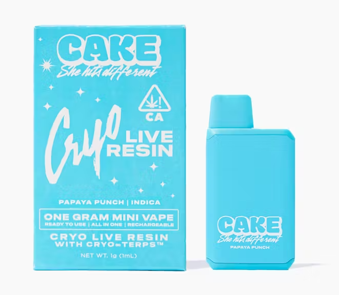 Photograph of product: Cake Papaya Punch Oui'd Cryo Live Resin All In One 1g
