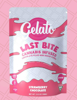 Photograph of product: Gelato | Strawberry Chocolate Last Bite Cone Pieces | 200mg