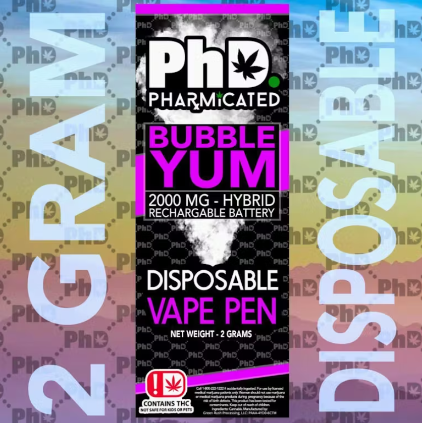 Photograph of Product: Pharmicated- Disposable Vape-Bubble Yum