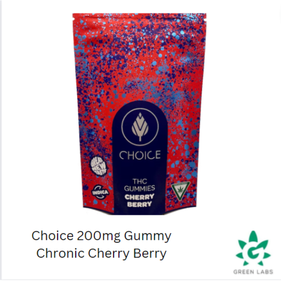 Photograph of product: (REC) Choice 200mg Gummies - Cherry Berry