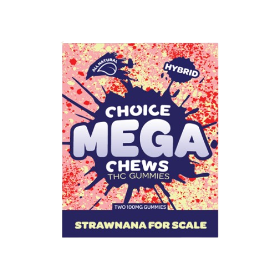 Photograph of product: Choice | Mega Chews | Strawnana For Scale | 200mg | Gummies