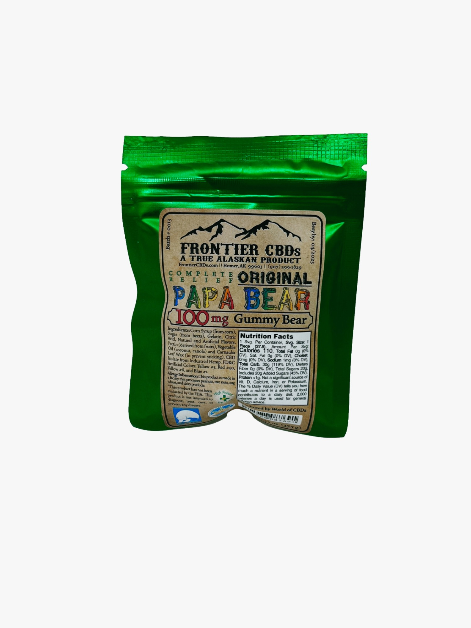 Photograph of product: 100mg "Papa Bear" CBD Gummy by Frontier CBDs