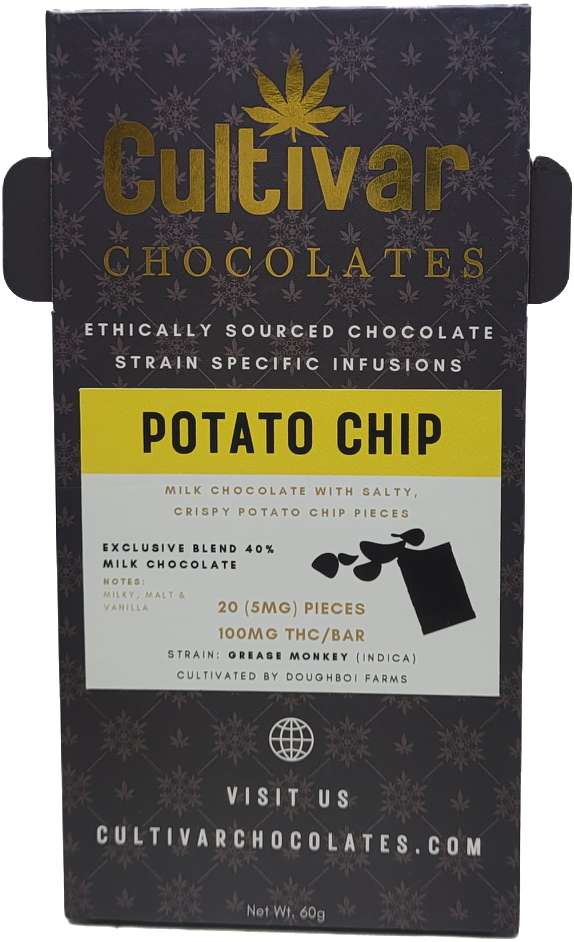 Photograph of product: Salted Potato Chip Milk Chocolate Resin Bar | 100mg TH-oui | Cultivar Chocolates