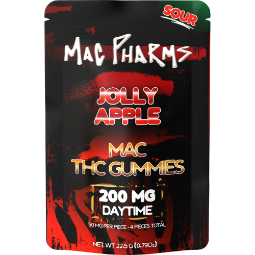 Photograph of product: Mac Pharms Sour Jolly Apple Gummies 4 Pieces 200mg TH-oui
