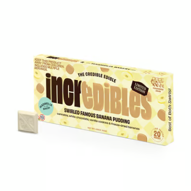 Photograph of product: 100mg - 10 Piece Chocolate Bar - Banana Pudding - Incredibles - REC