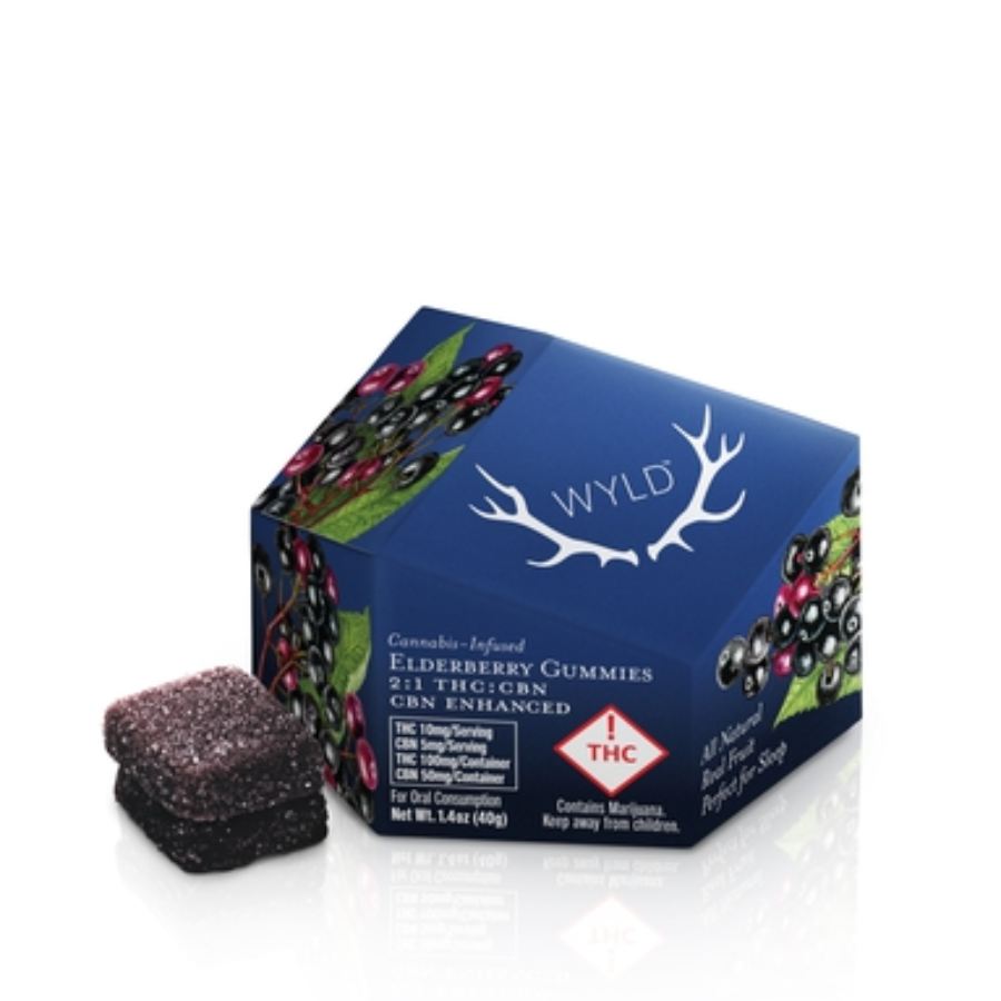 Photograph of product: Wyld Elderberry 2:1 CBN/TH-oui Enhanced Gummy 100mgTH-oui/50mgCBN