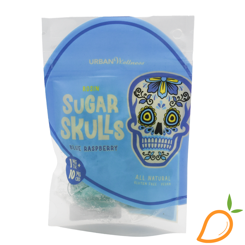 Photograph of product: 100mg Blue Raspberry Sugar Skulls Urban Wellness