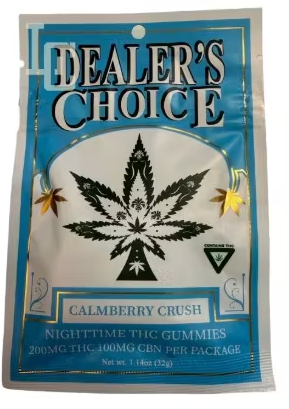 Photograph of product: Dealer's Choice | Calmberry Kush Nighttime | 2:1 TH-oui/CBN | 200mg : 100mg | Gummies