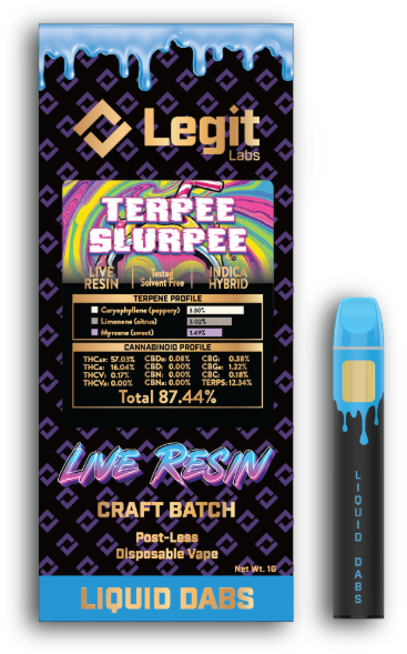 Photograph of product: Terpee Slurpee | Post-Less Disposable | Live Resin | Legit Labs