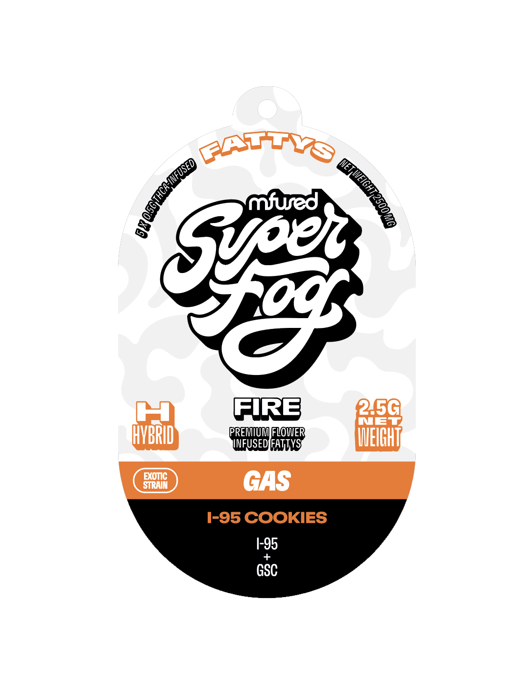 Photograph of product: Super Fog Fire I-95 Cookies Infused Fattys .5g [5pk]