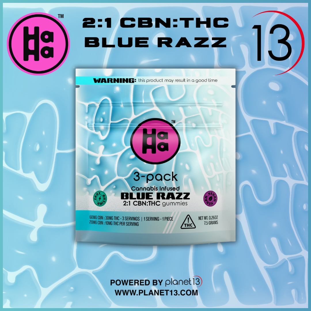 Photograph of product: Haha 2:1 Blue Razz 30mg Gummies 3pk