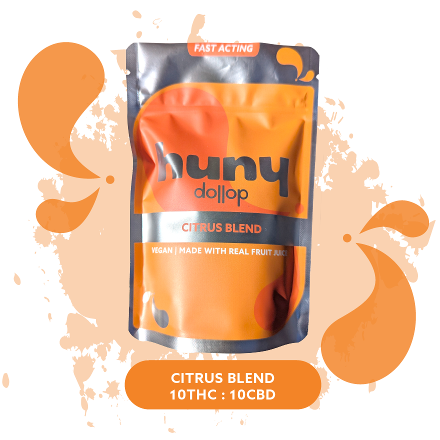 Photograph of product: Citrus Blend | 20mg 1:1 TH-oui:CBD dollop Troches | 10pk