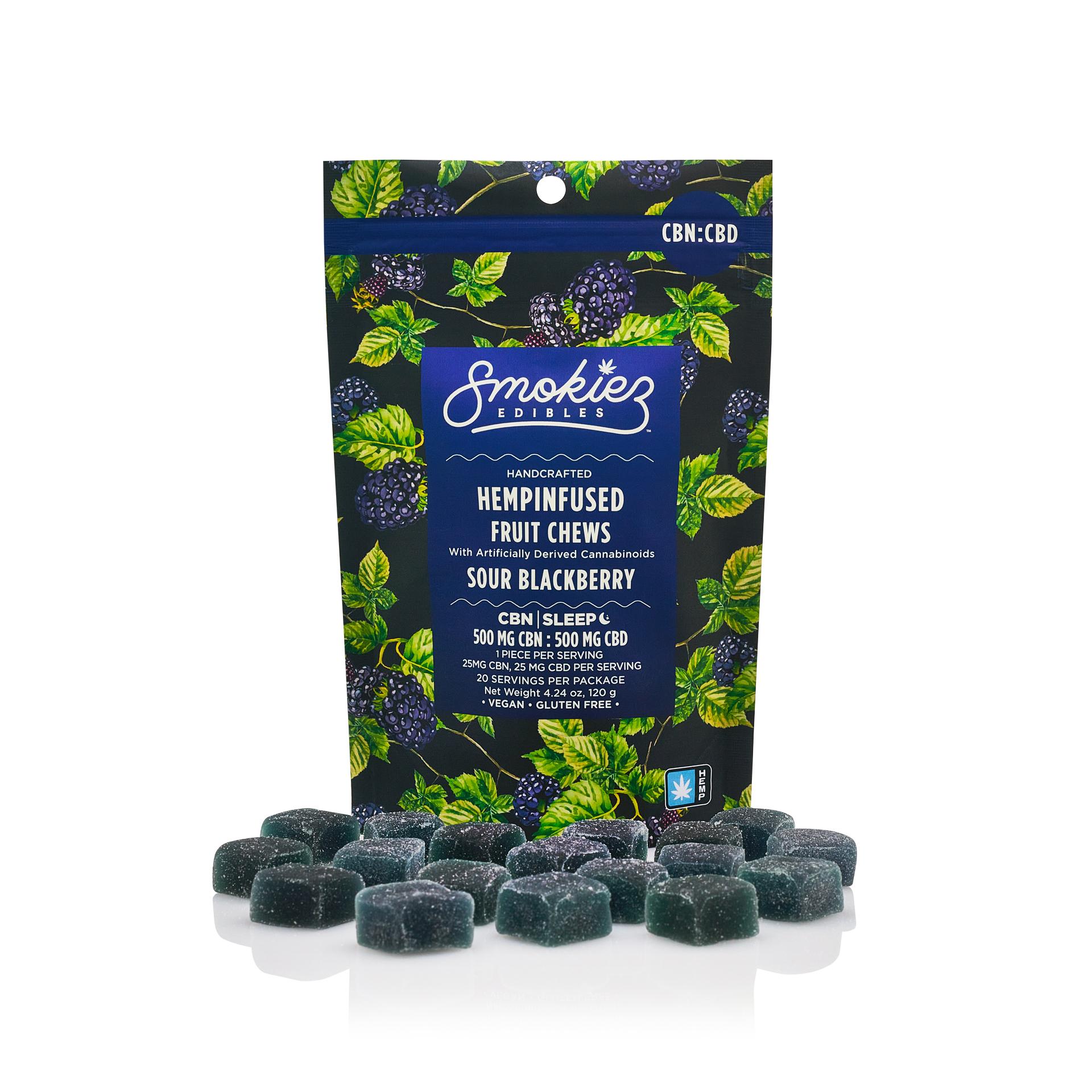 Photograph of product: CBD Sour Blackberry Gummies 1:1 CBN | HEMP | 20pk