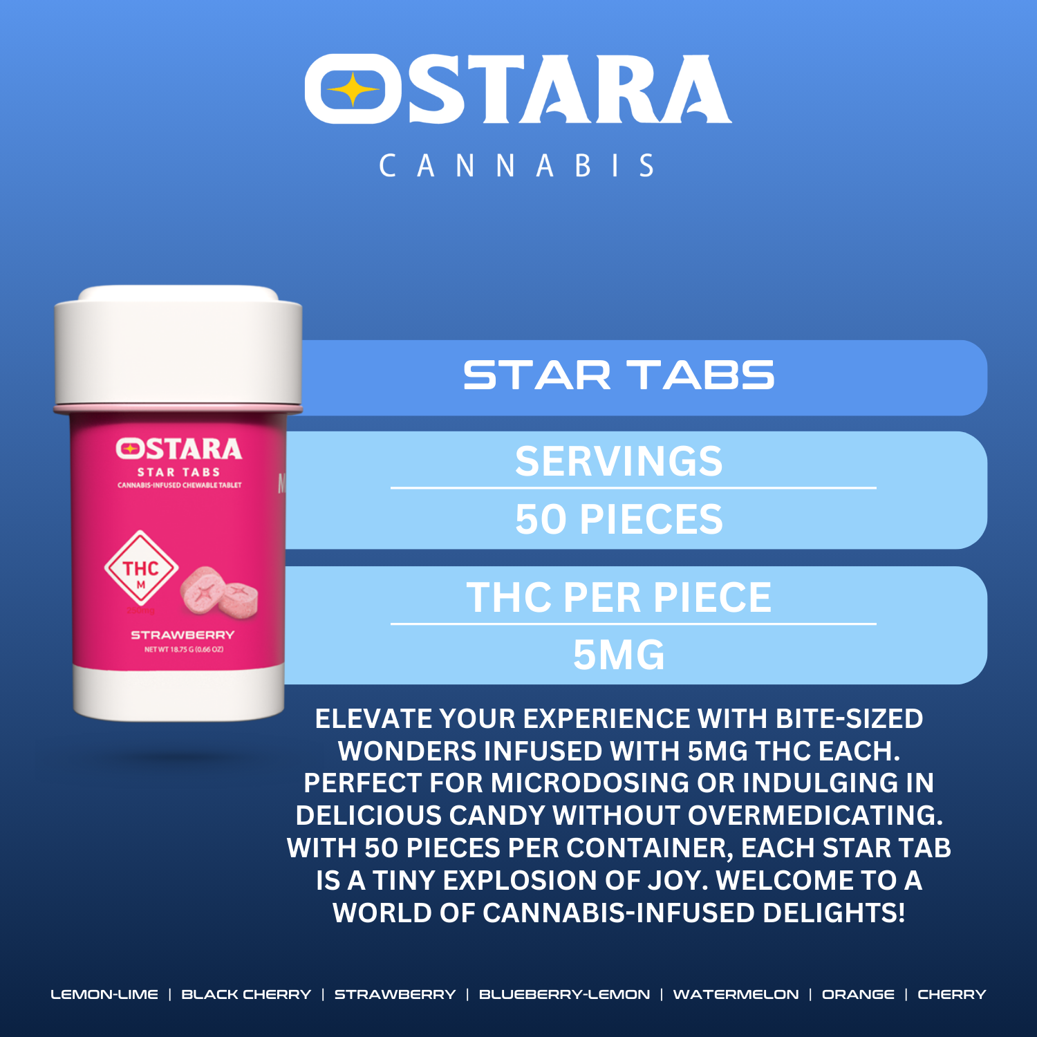 Photograph of product: Strawberry Star Tabs | 250mg