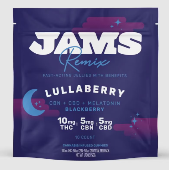 Photograph of Product: Jams 1:1:1 Lullaberry Fast-Acting Jellies 100mg 20pk (THC:CBD:CBN)