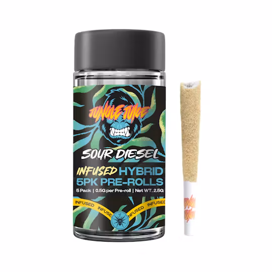 Photograph of product: Jungle Juice Infused Pre-roll | 5pk | Sour Diesel (Hybrid)
