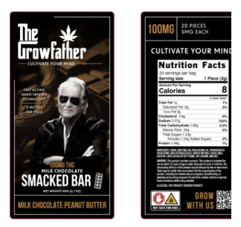 Photograph of product: The Growfather | Smacked Bar Peanut Butter Cup Chocolate | 100mg 20 Piece Edible