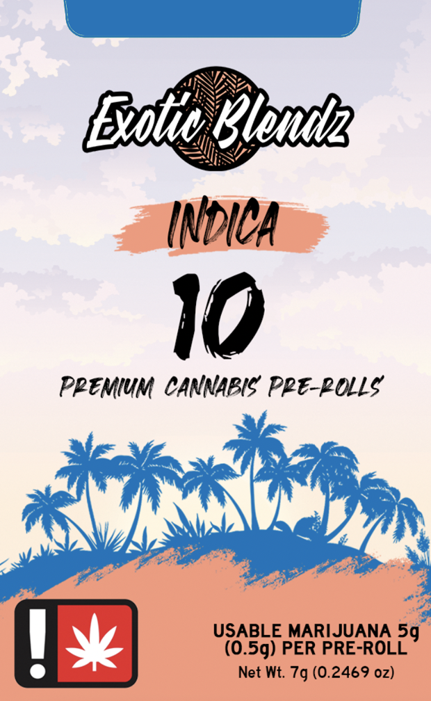 Photograph of product: Preroll Pack ~ Exotic Blendz ~ .5g 10 pack ~ Oui'd ~ Tripple - BOTH - 5.0g - Pre-Roll