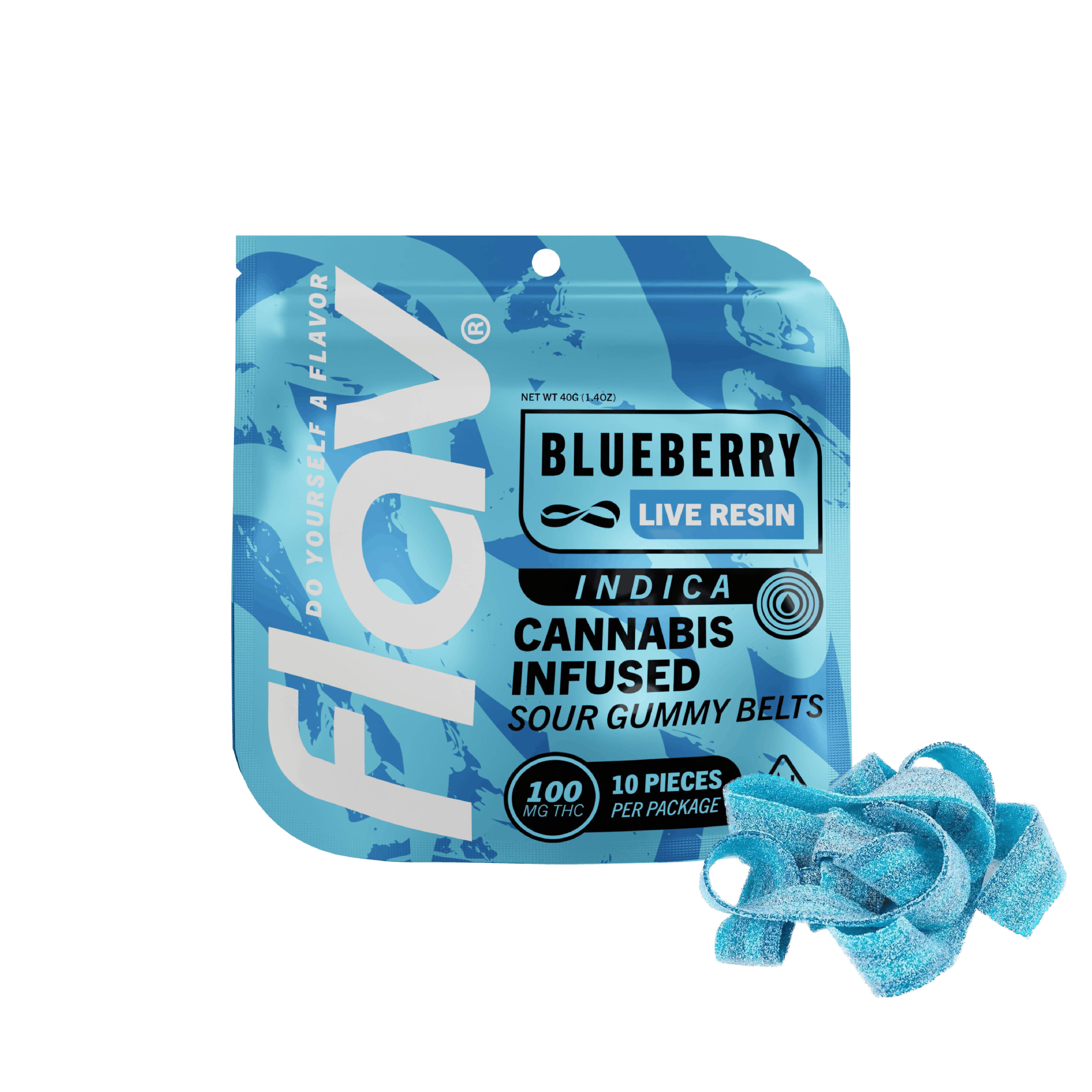 Photograph of product: Blueberry (I) Live Resin Belts 100mg [A22]
