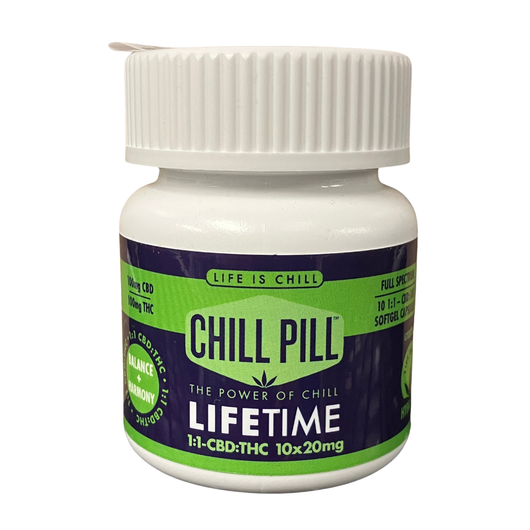 Photograph of Product: 100mg 1:1 CBD:THC Lifetime Caps 10pk (H)