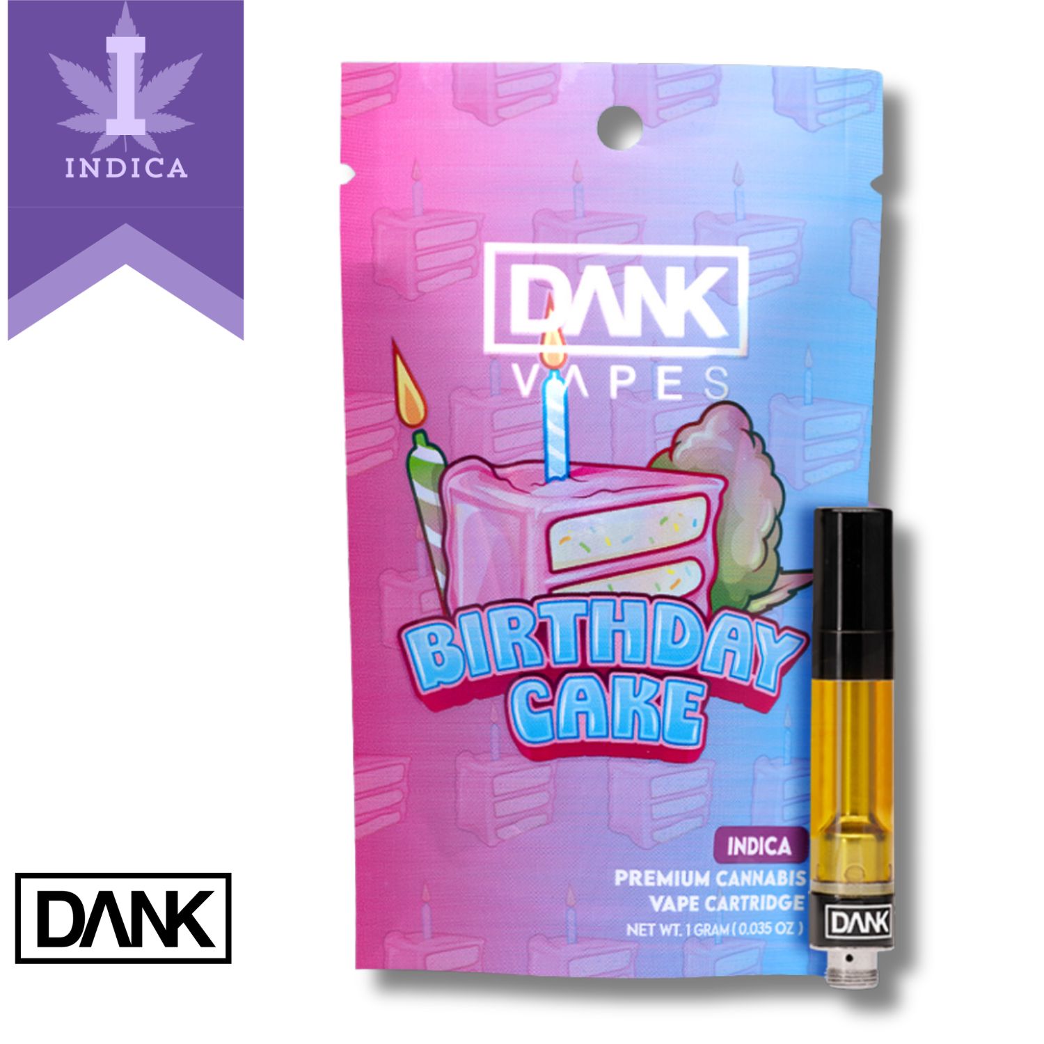 Photograph of product: Dank | Vaporizer | Cartridge 1.0g | 1pk | Birthday Cake | 1ml