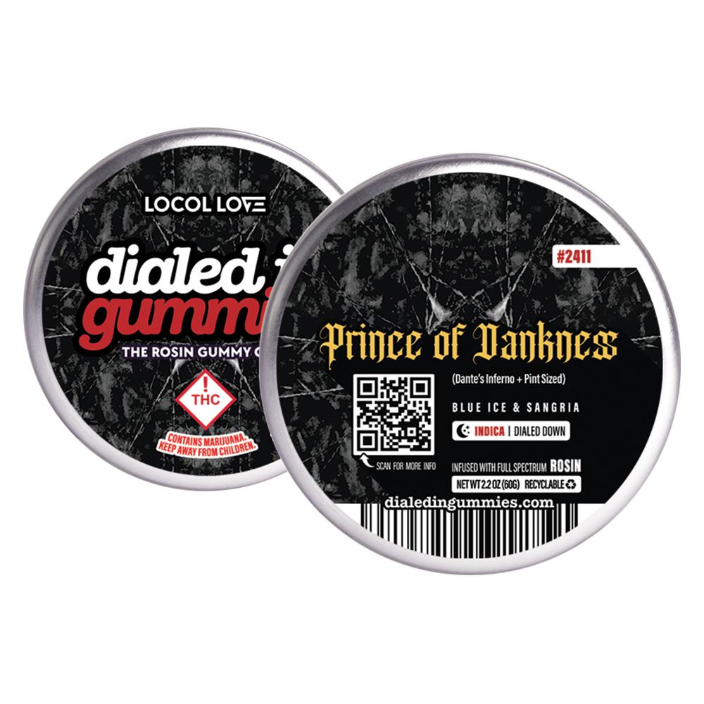 Photograph of product: Dialed In Prince Of Darkness by Local Love Rosin Gummies