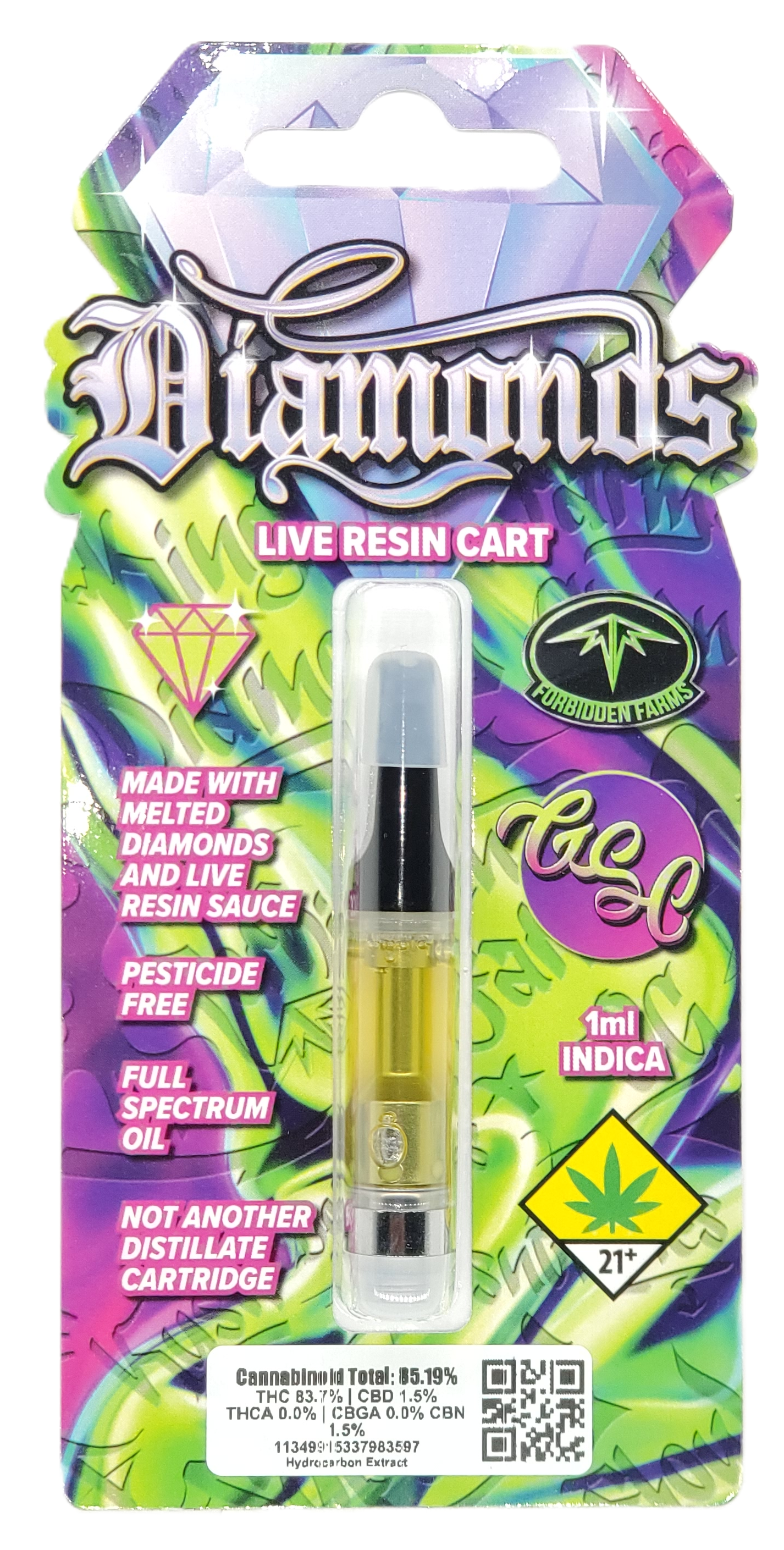 Photograph of product: Diamonds VAPE GSC LR Cart 1g