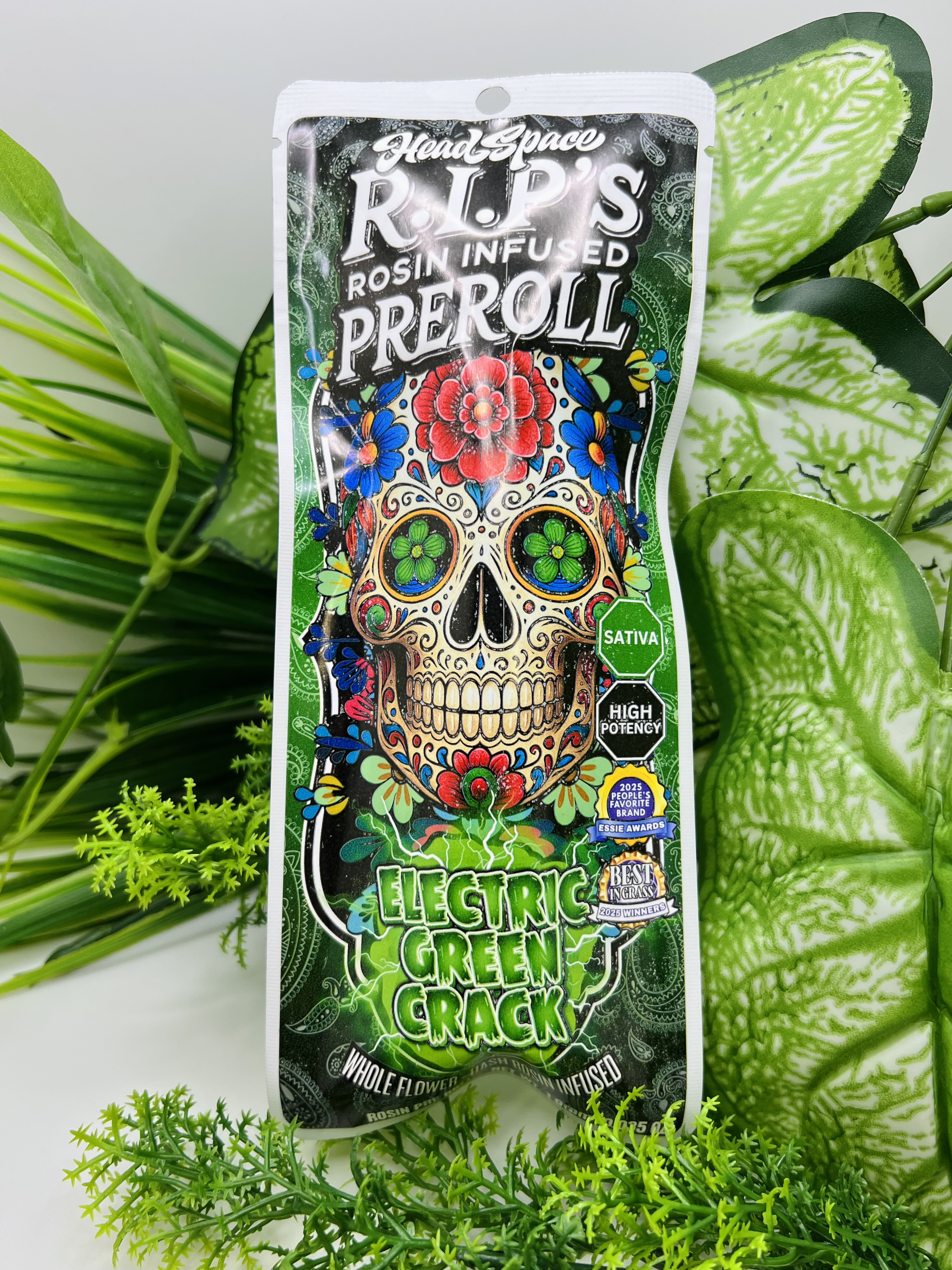 Photograph of product: R.I.P's - Electric Green Crack - Rosin Infused PR - 1g