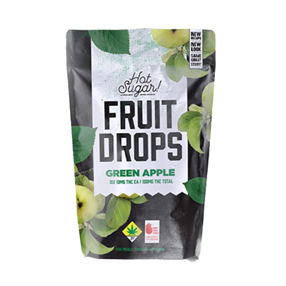 Photograph of product: Green Apple 1:1 Fruit Drops 200mg | 10pk