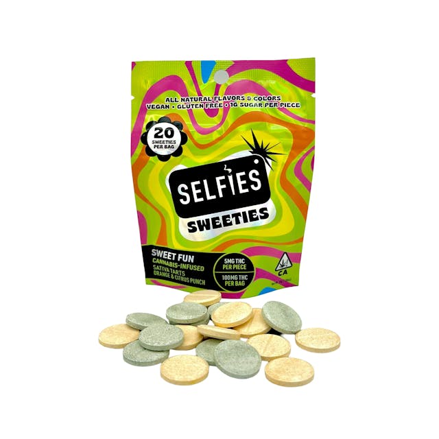 Photograph of product: Selfies SWEETIES – Sweet Fun – Infused Tarts - 100g - 