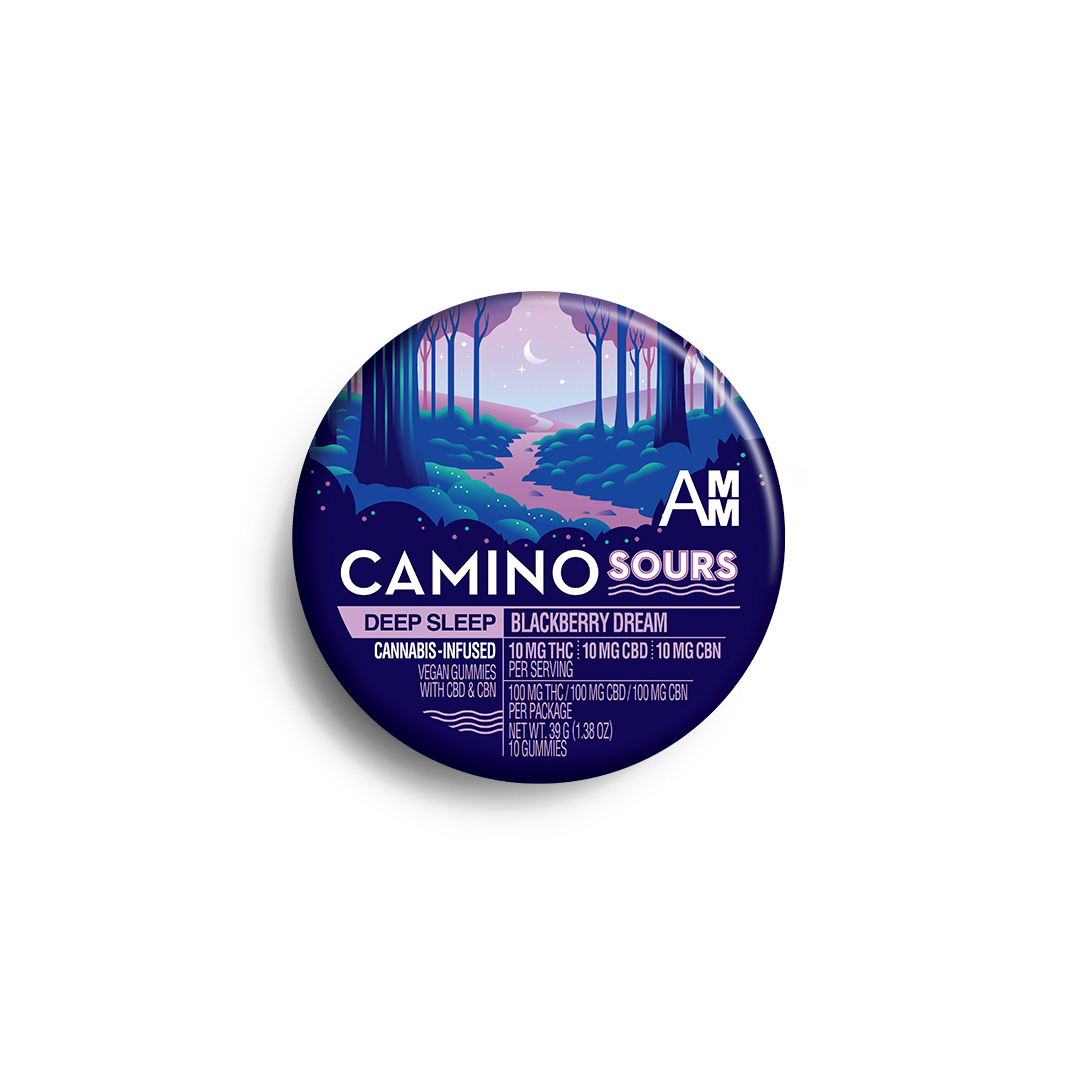 Photograph of product: KIVA - Edible - Gummies - Camino Sour Blackberry Dream (Deep Sleep) 1:1:1  - Oui'd - 100MG