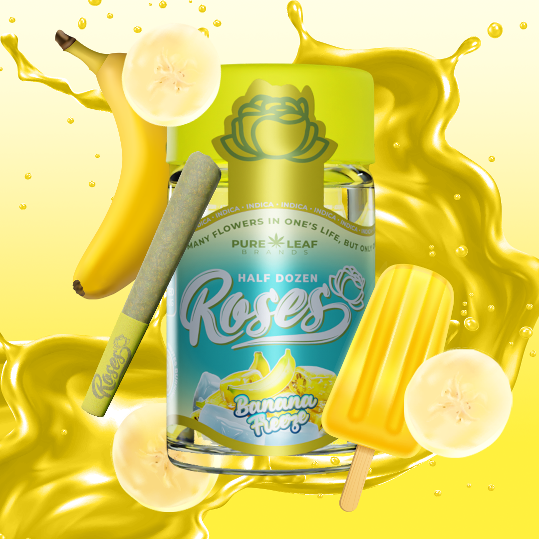 Photograph of product: Roses | Banana Freeze Infused Pre-Rolls 6CT