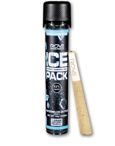 Photograph of product: ROVE 1G WATERMELON BURST ICE PACK INFUSED PRE-ROLL