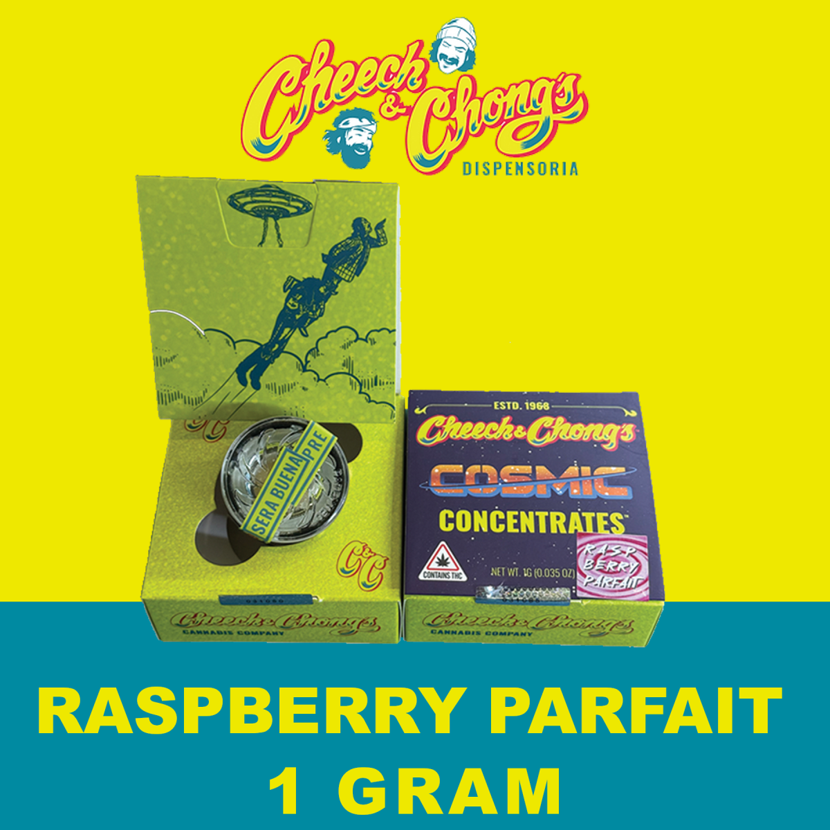 Photograph of product: Cheech & Chong's Cosmic Concentrates Raspberry Parfait 1g Live Diamonds
