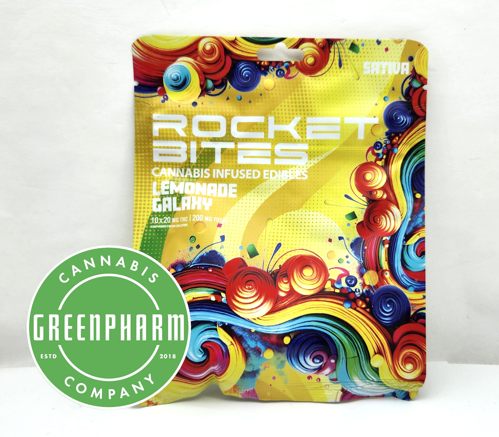 Photograph of product: Edible | Rocket Bites | Lemonade Galaxy Gummies | 200mg