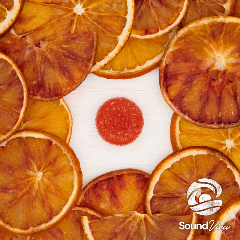 Photograph of product: Blood Orange Gummies | T93mg | 00117 | 20pk | S