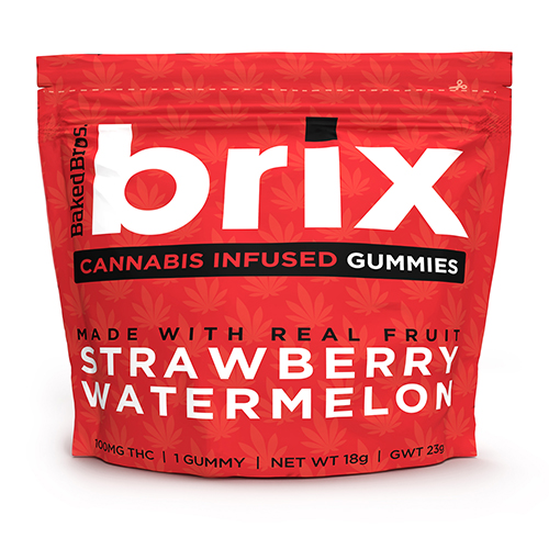Photograph of Product: Baked Bros BRIX Strawberry Watermelon Gummies 100mg/.1