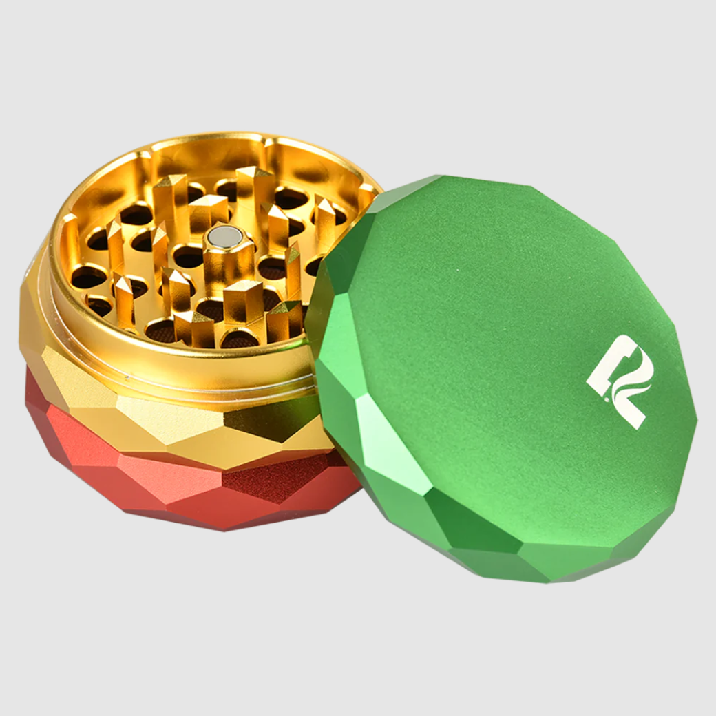 Photograph of product: Diamond Faceted Aluminum Grinder 4pc | Rasta