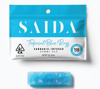 Photograph of product: TROPICAL BLUE RAZZ [S] GUMMY BAR - 100 MG