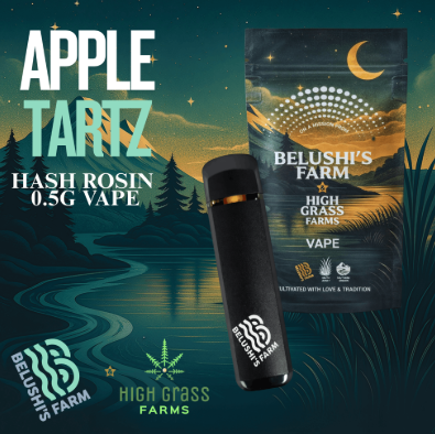 Photograph of product: Belushi's x High Grass Farms | Apple Tartz Hash Rosin Disposable | 0.5g