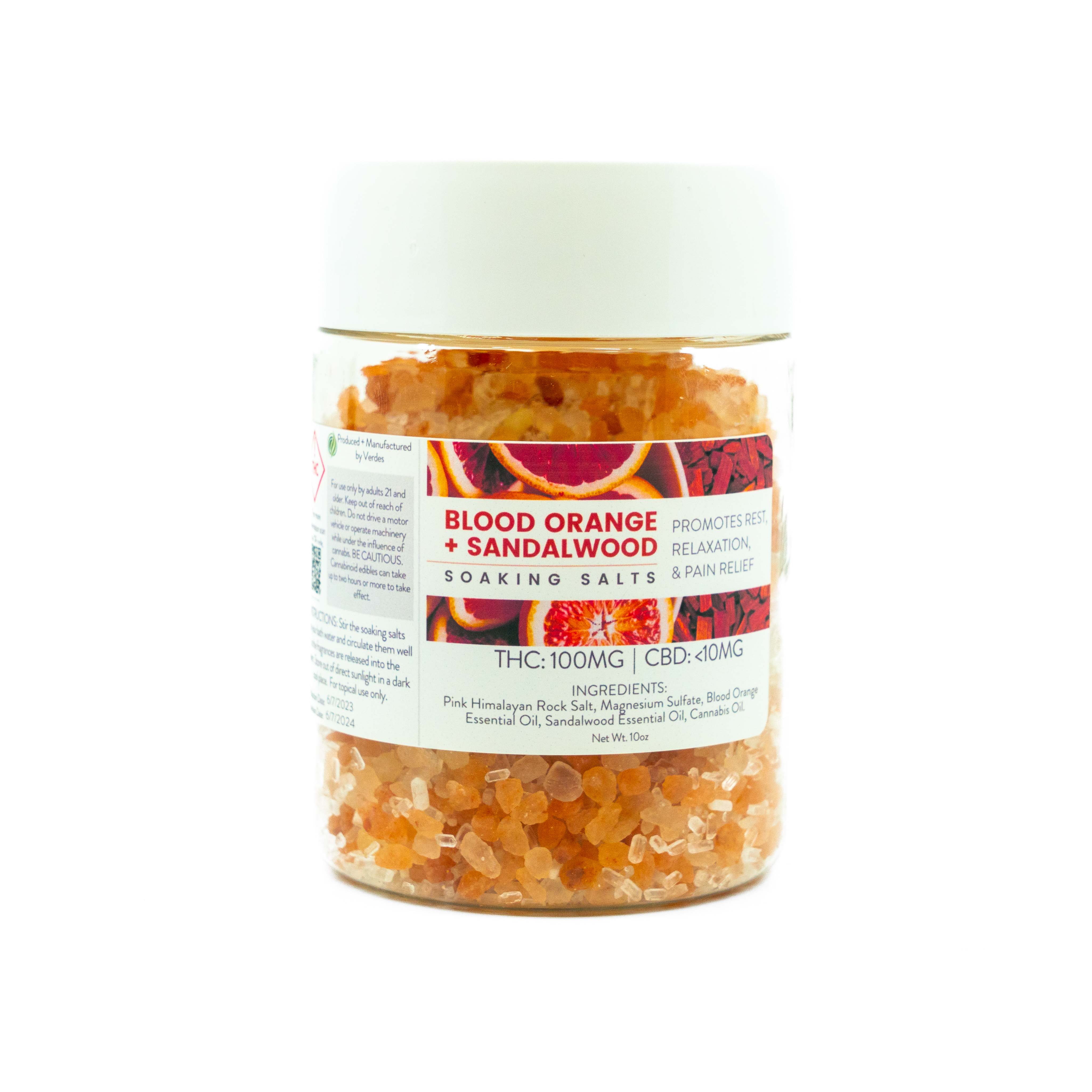 Photograph of product: Verdes | 100mg Soaking Salt | Blood Orange Sandlewood