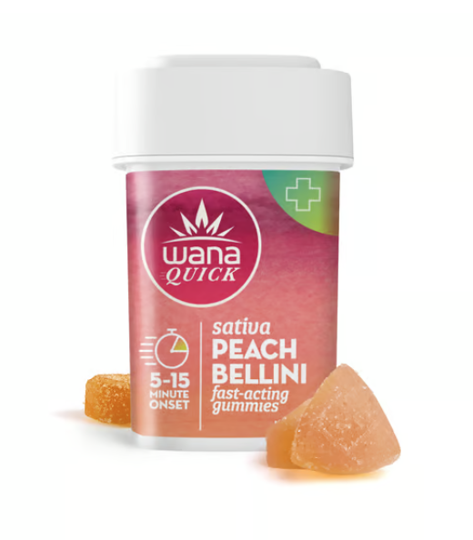 Photograph of Product: Gummies | Wana Quick Peach Bellini | 20ct | 00163