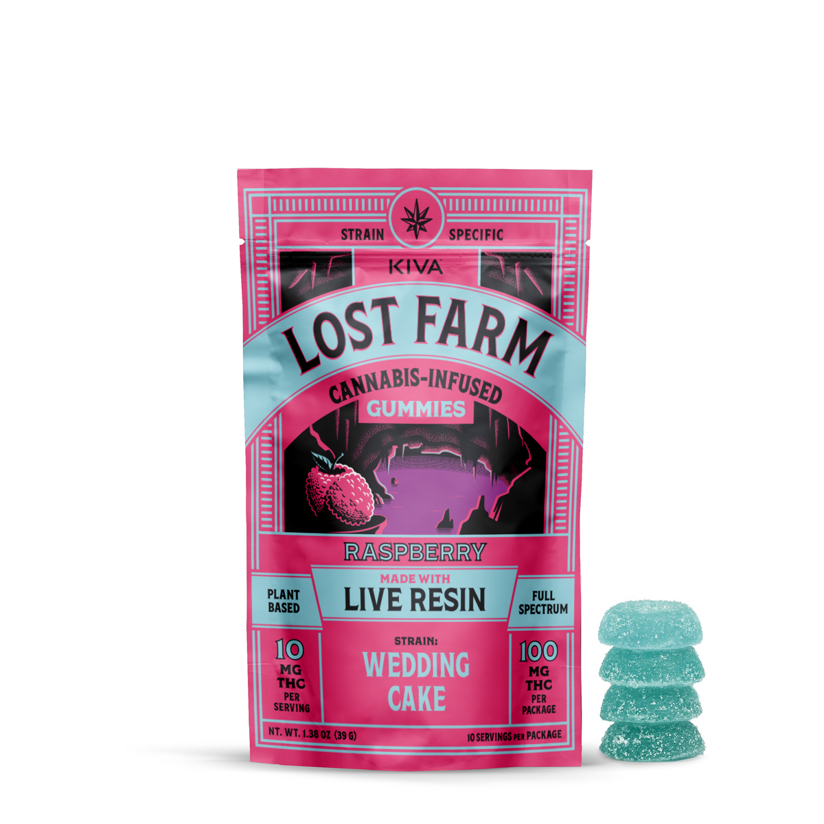 Photograph of Product: Lost Farm 'Raspberry x Wedding Cake' Live Resin Gummies [10pk]